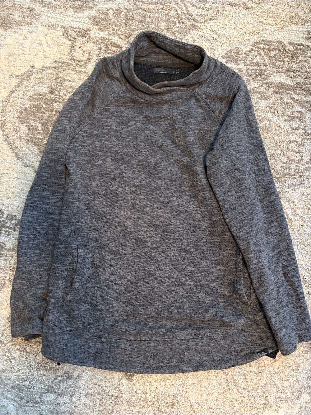 Prana Heathered Gray Cowl Neck Pullover